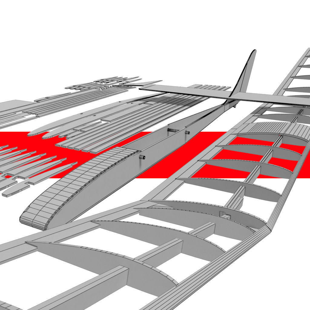 Balsa wood glider parts 3D model_7