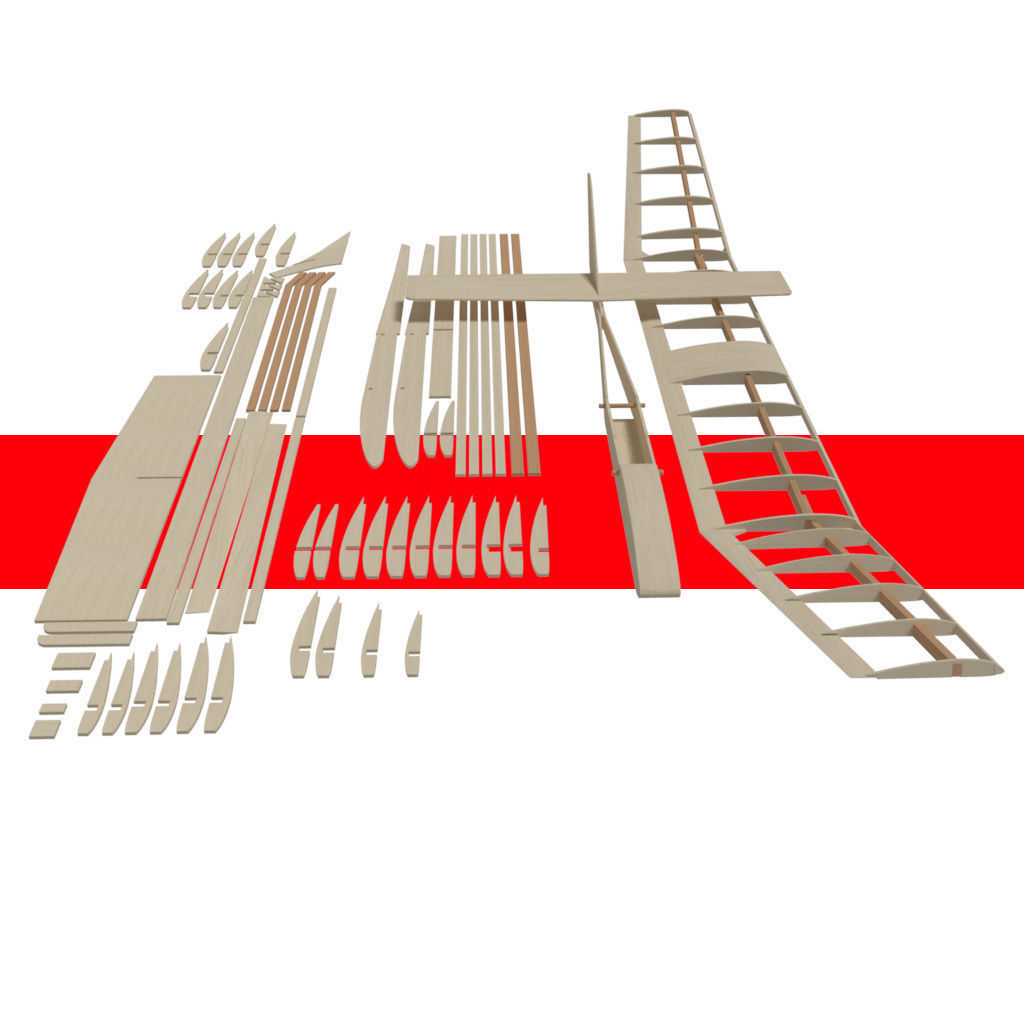 Balsa wood glider parts 3D model_6