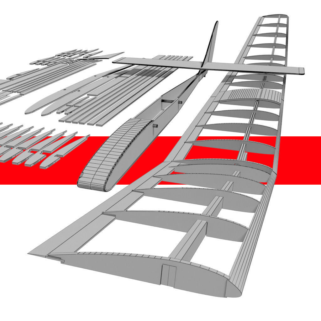 Balsa wood glider parts 3D model_8