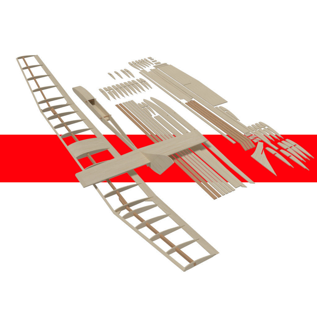 Balsa wood glider parts 3D model_5