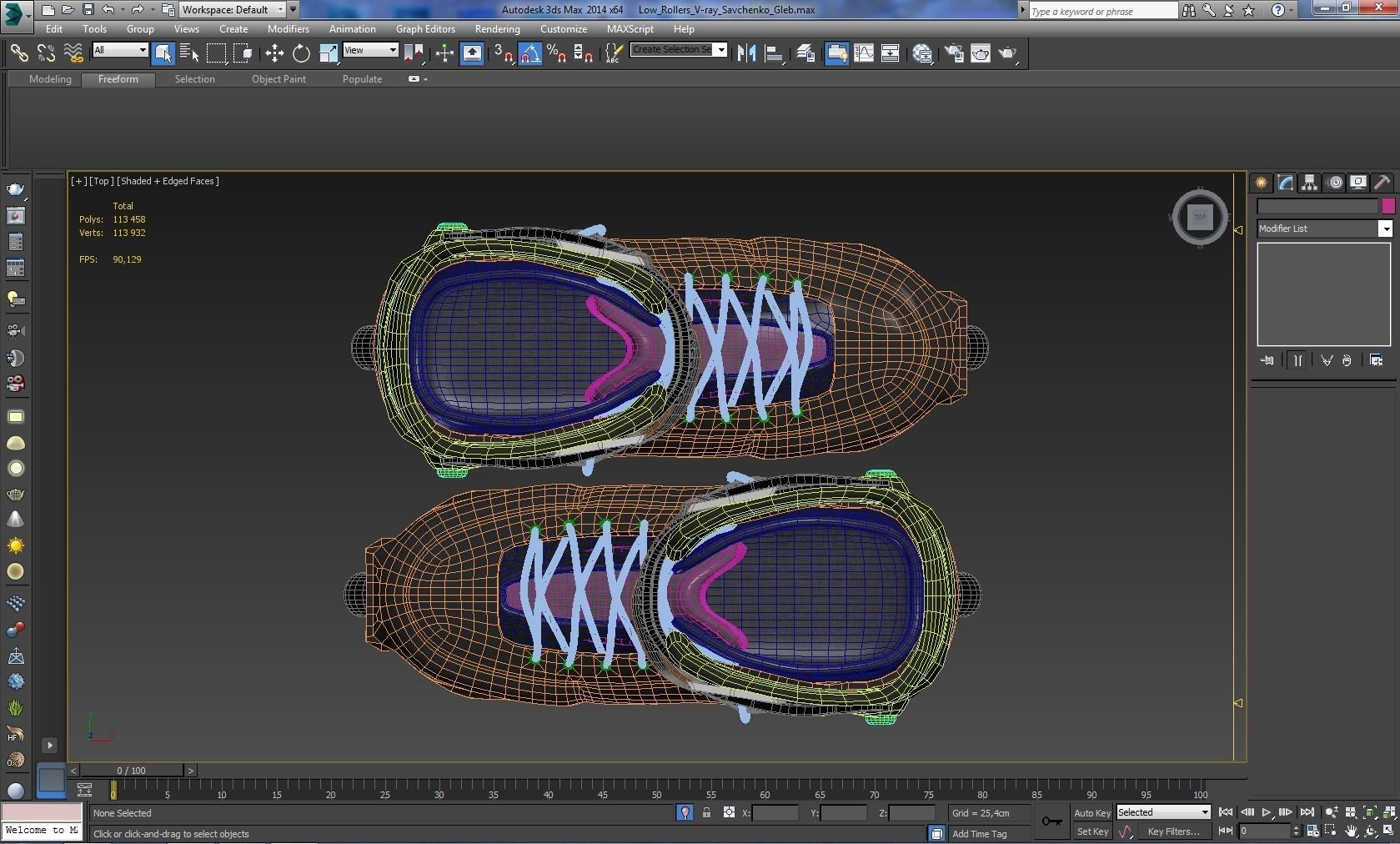 Rollers pair of roller skates 3D model_7