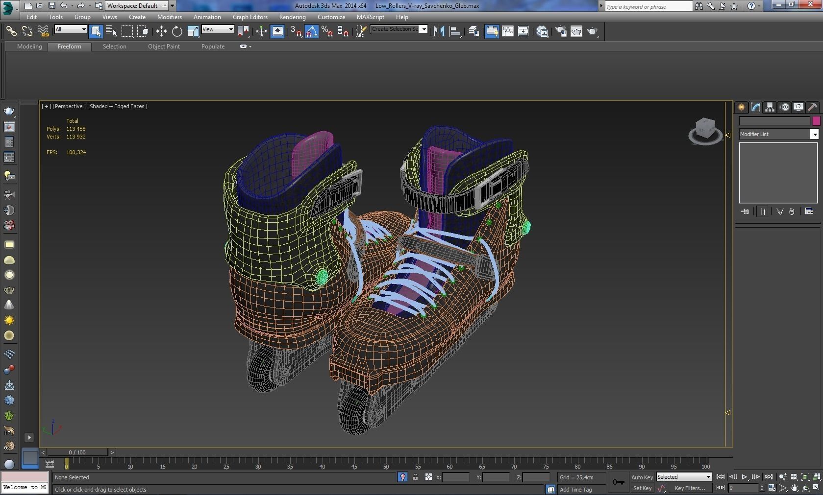 Rollers pair of roller skates 3D model_4