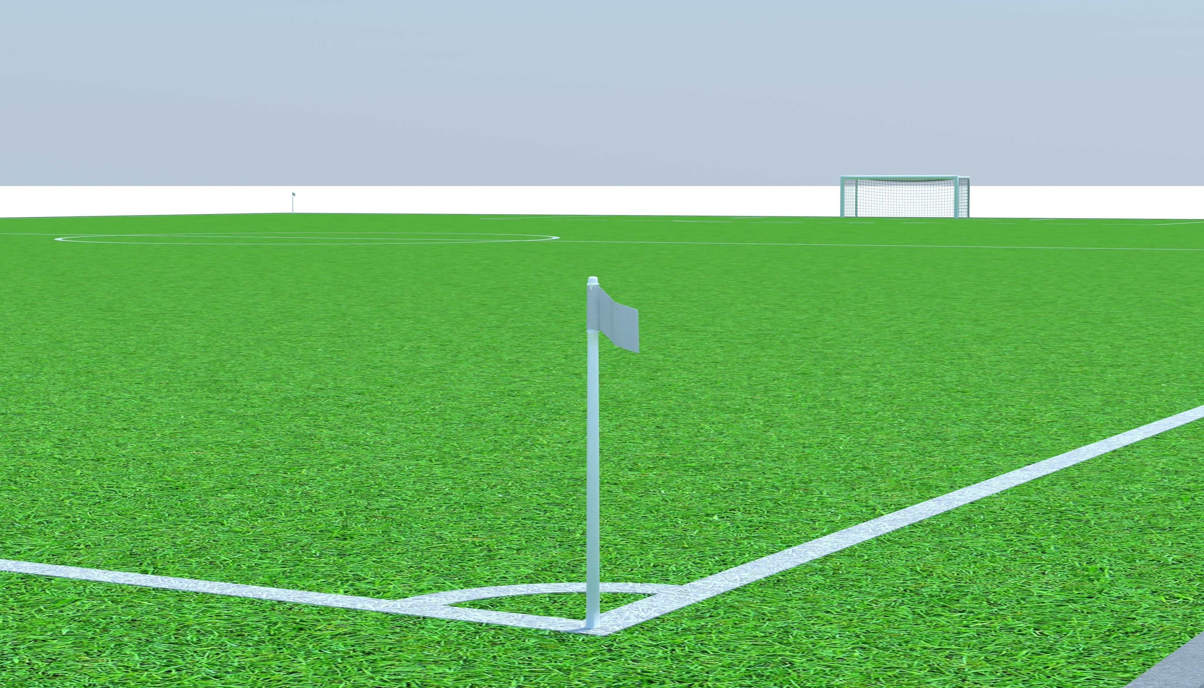 Football field Low-poly 3D model_3