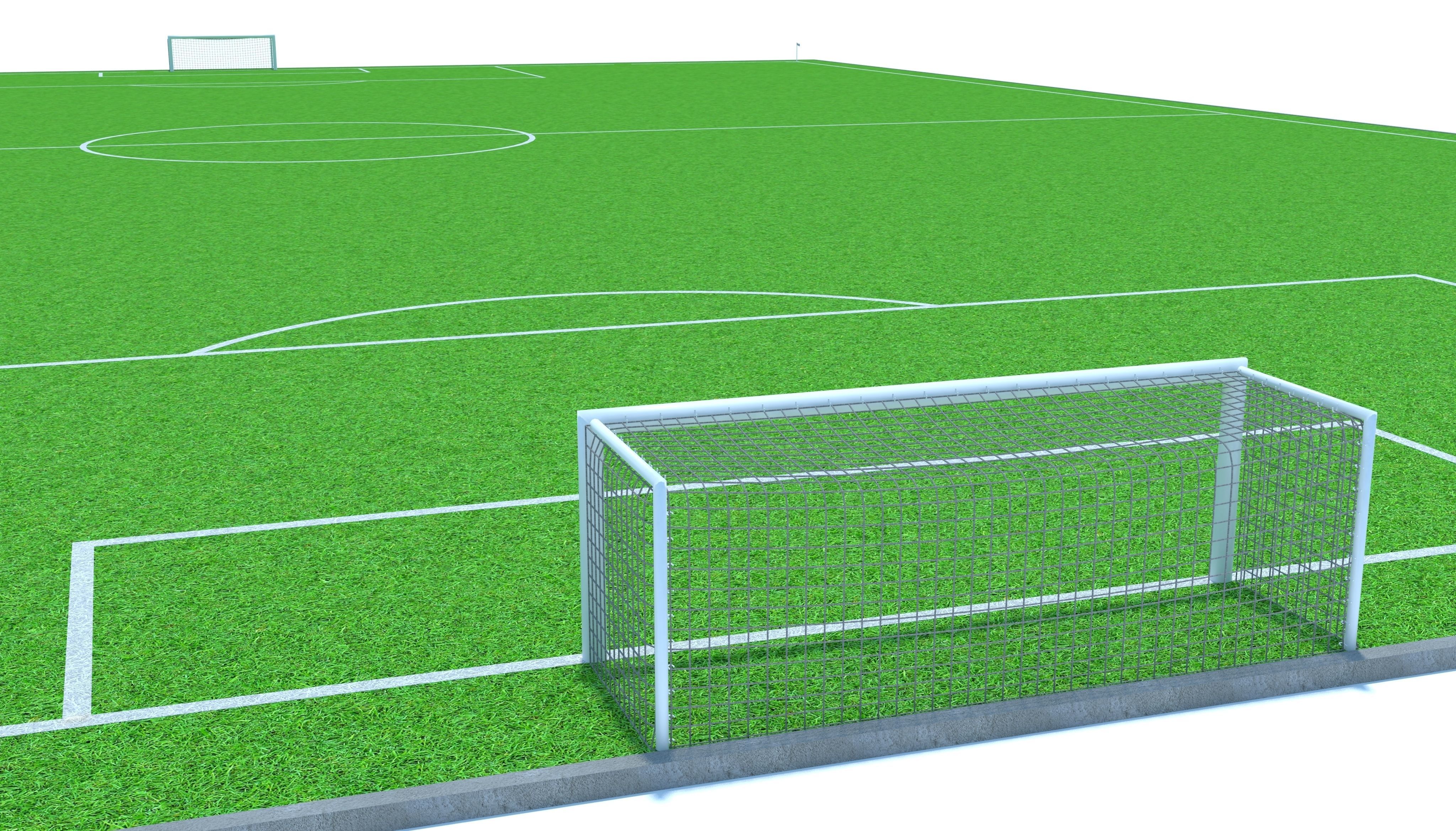 Football field Low-poly 3D model_2