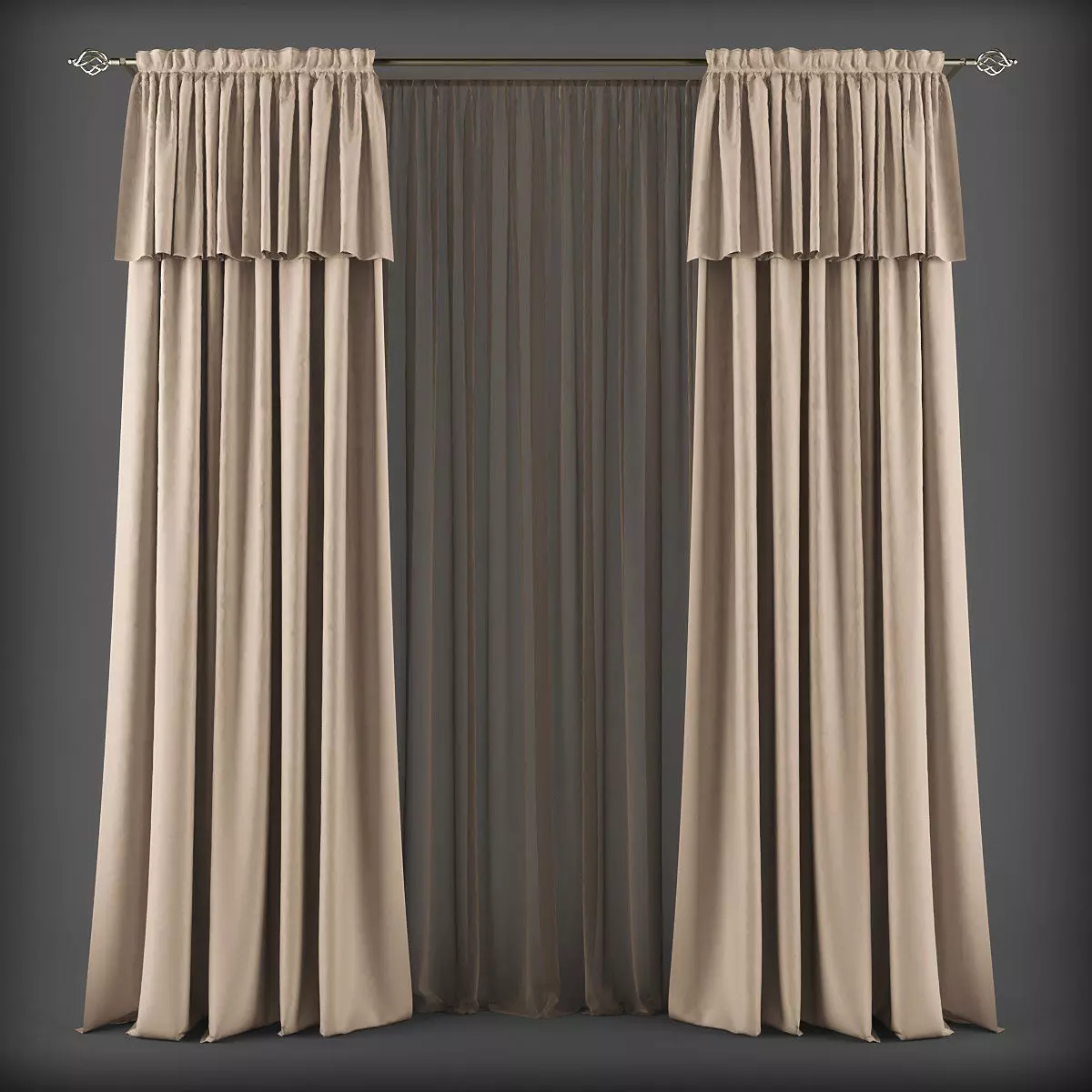 Curtain 3D model 300 Low-poly 3D model
