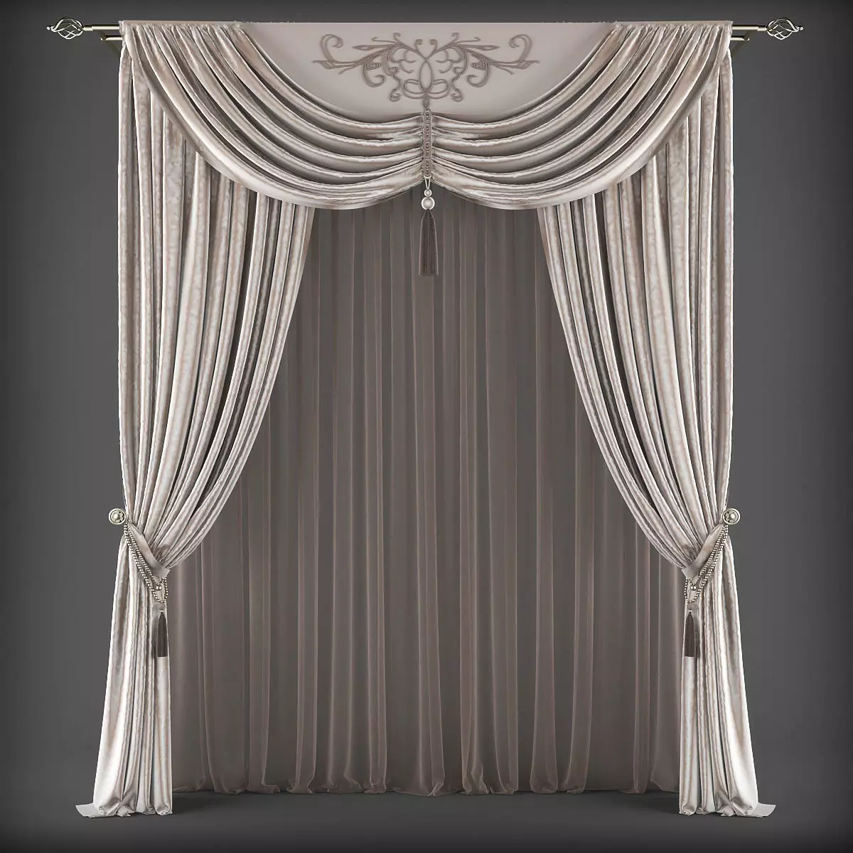 Curtain 3D model 304 Low-poly 3D model_0