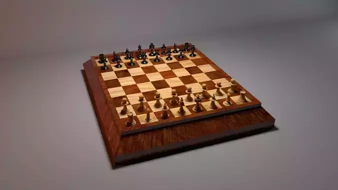 Wooden Chess Set 3D model