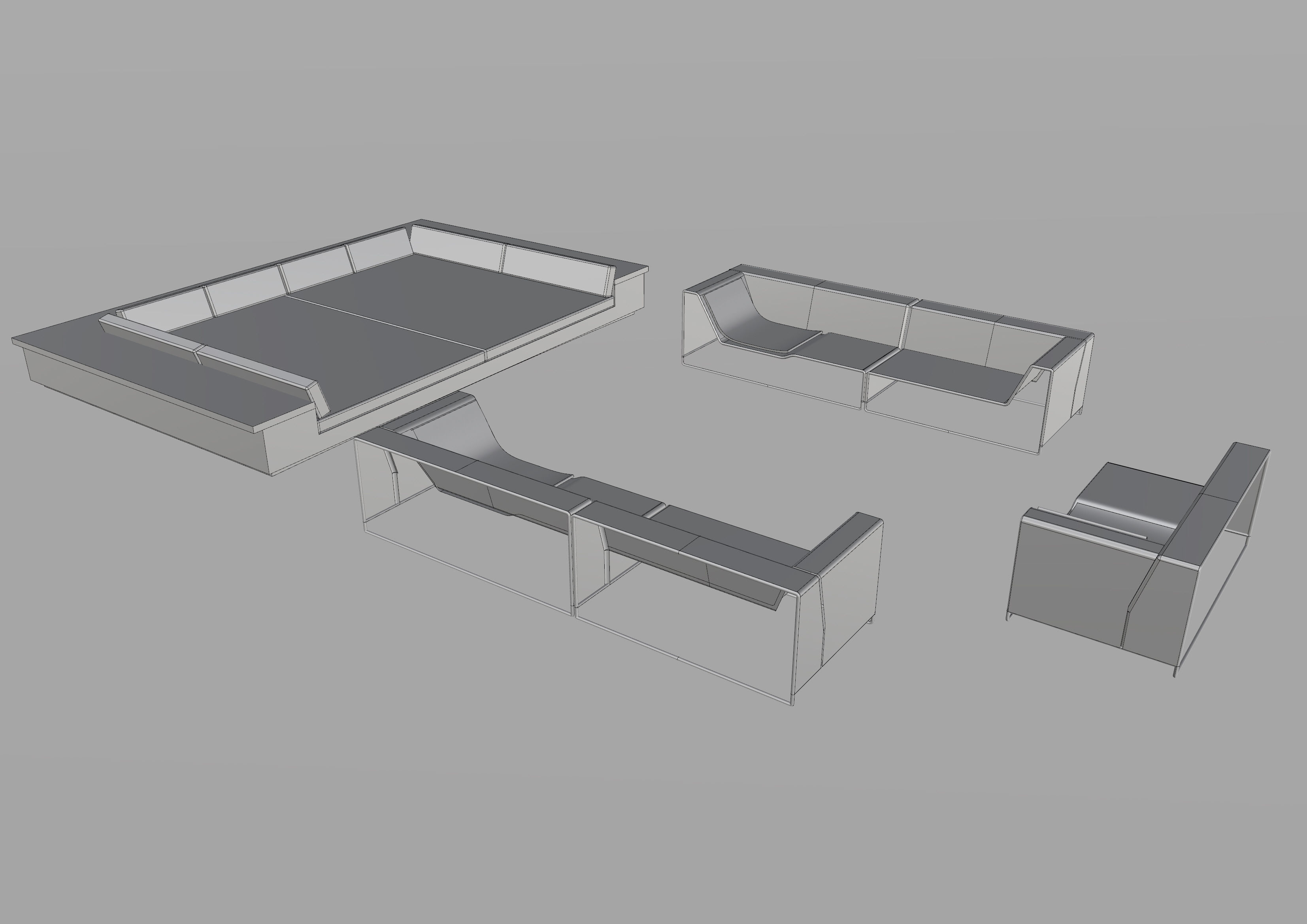 Seating group - Furniture set 3D model_5