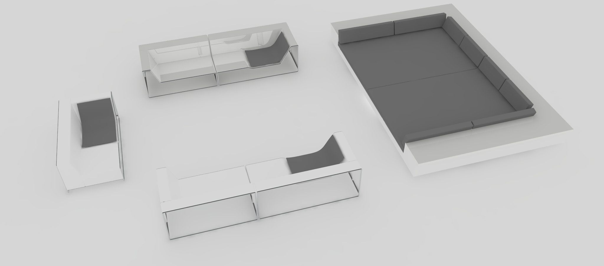 Seating group - Furniture set 3D model_3