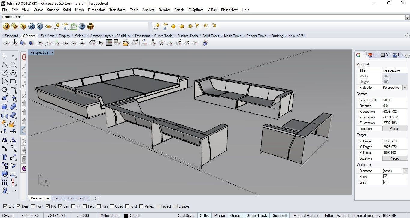 Seating group - Furniture set 3D model_10