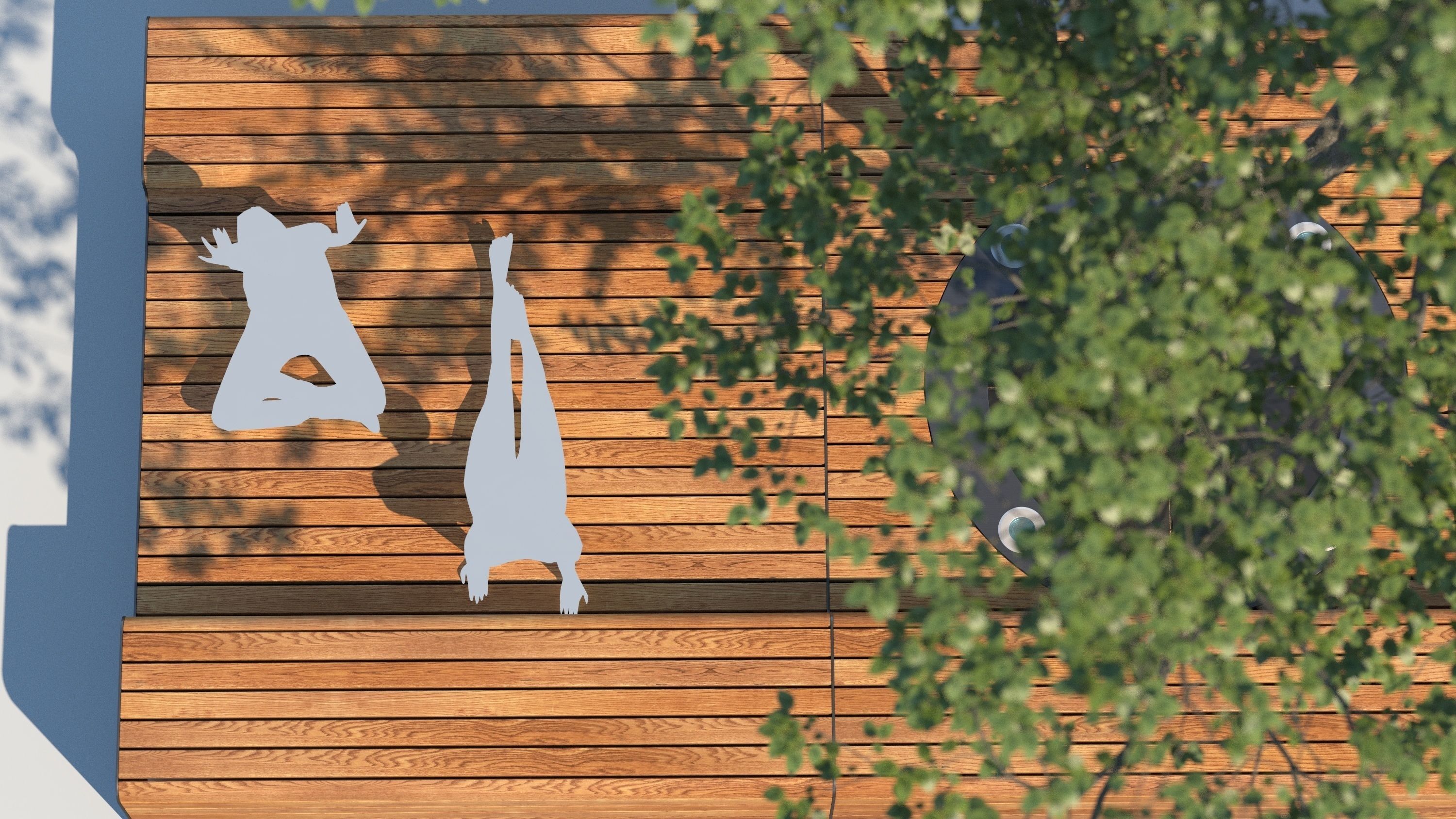 street bench and tree wind animation 3D model_4