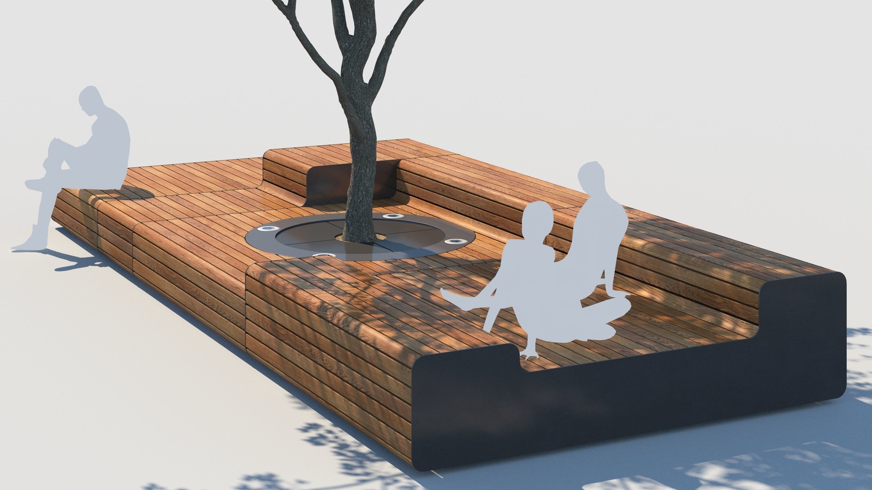 street bench and tree wind animation 3D model_5