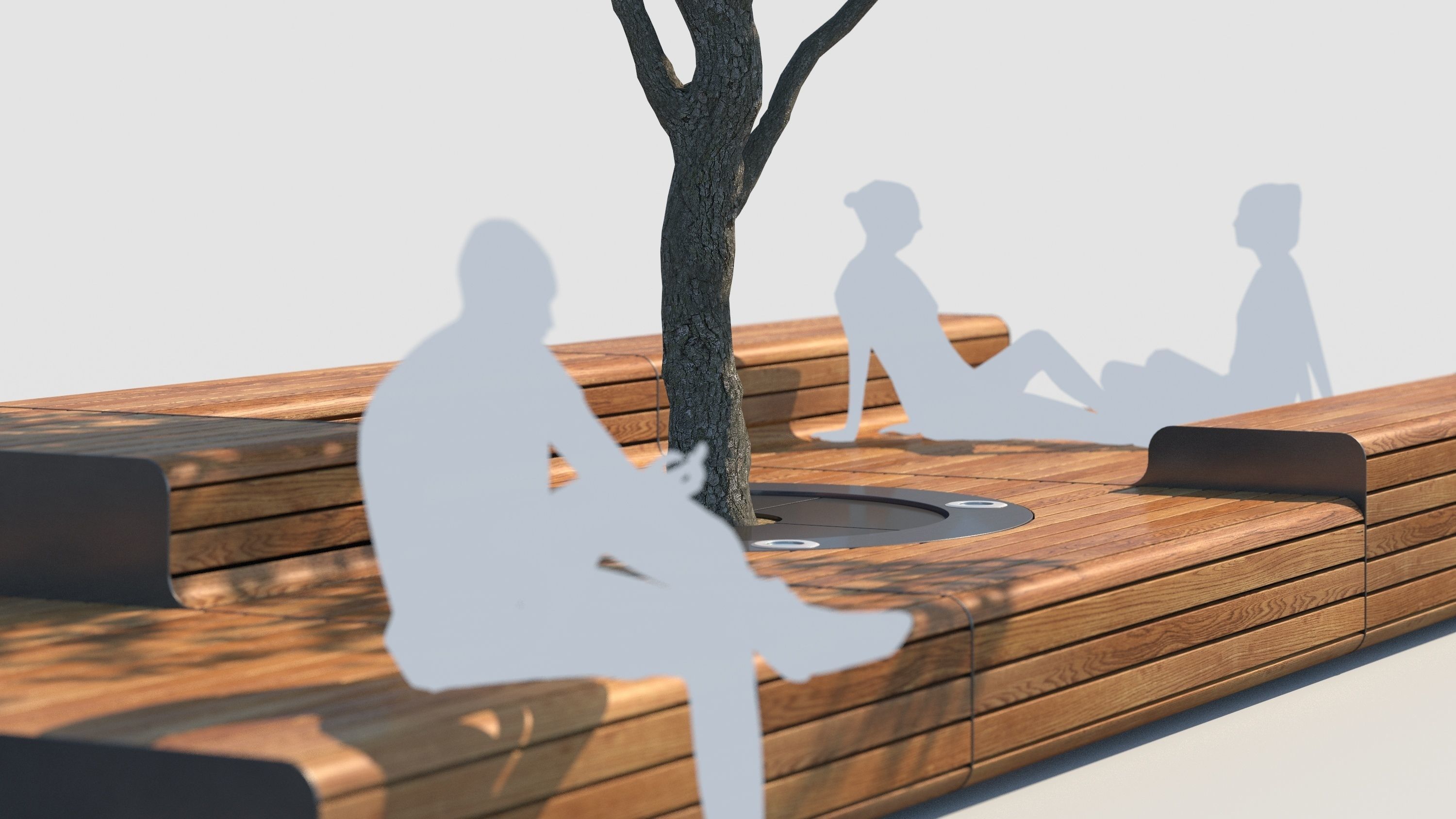street bench and tree wind animation 3D model_3