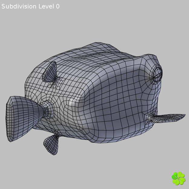 Boxfish yellow low poly Low-poly 3D model_16