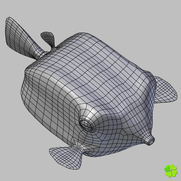 Boxfish yellow low poly Low-poly 3D model_17