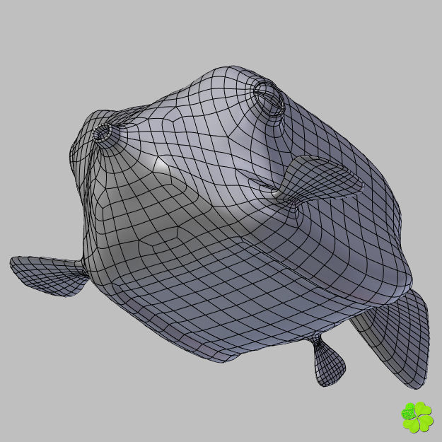 Boxfish yellow low poly Low-poly 3D model_19