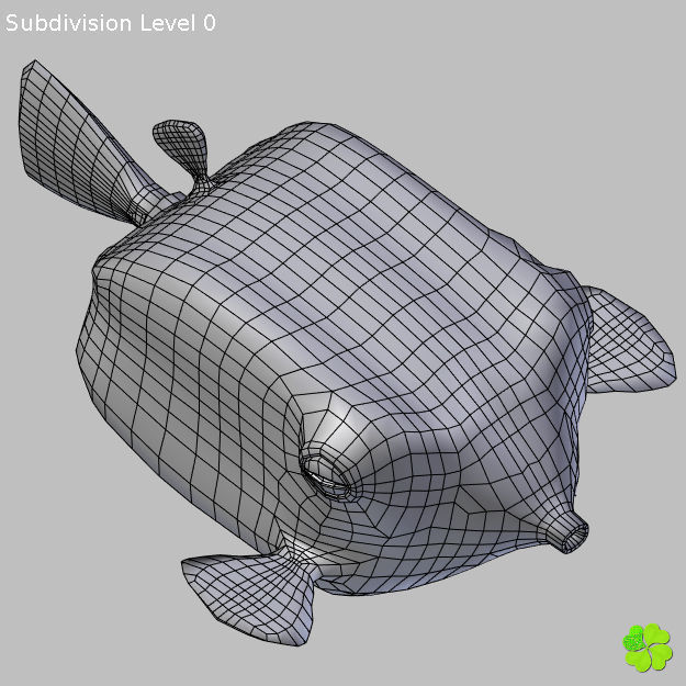 Boxfish yellow low poly Low-poly 3D model_18