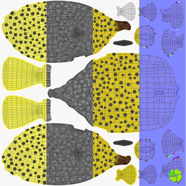 Boxfish yellow low poly Low-poly 3D model_26