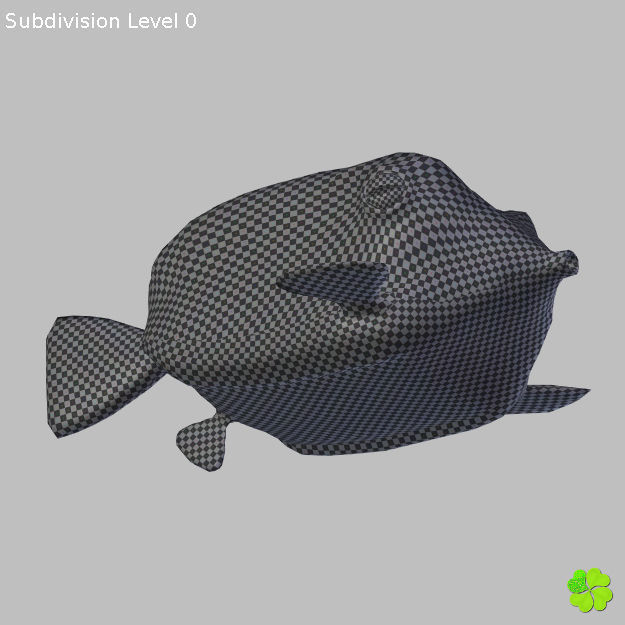 Boxfish yellow low poly Low-poly 3D model_25