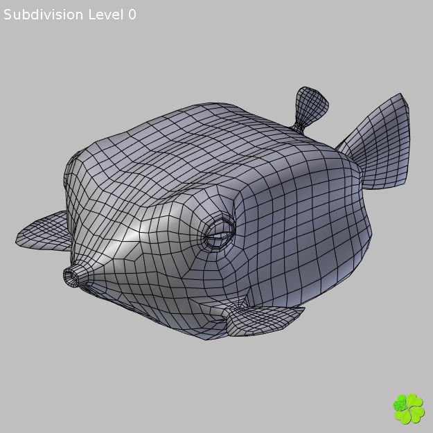 Boxfish yellow low poly Low-poly 3D model_12