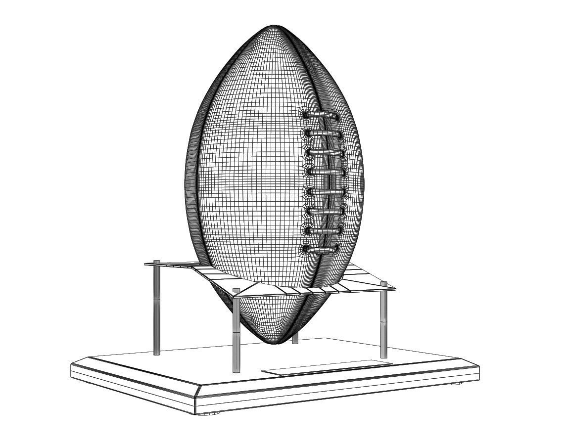 American Football Ball With Stand 3D model_4