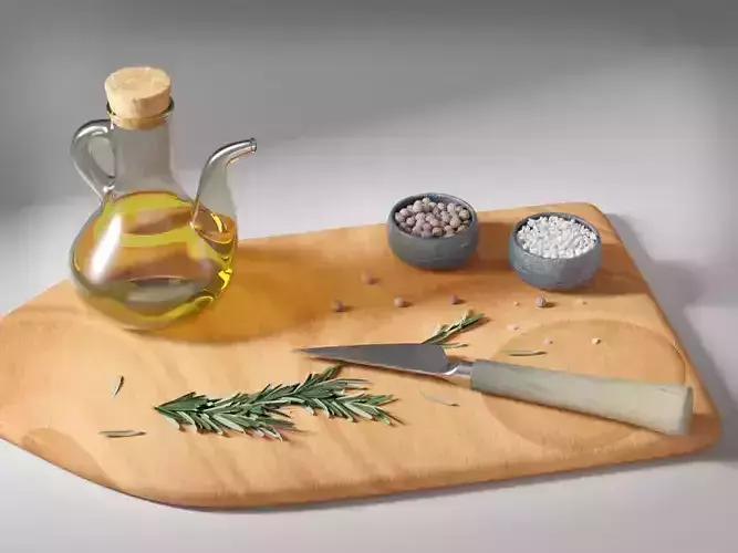 Olive Oil Seasonings Set 3D model Olive Oil Seasonings Set 3D model