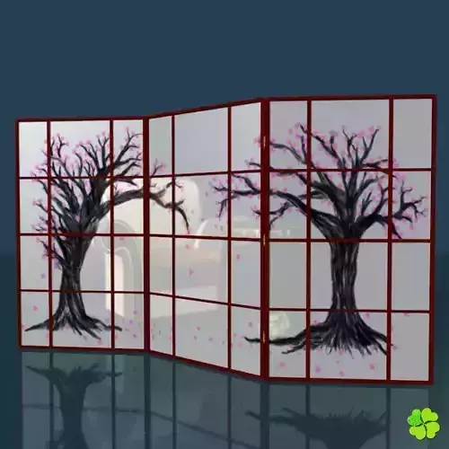 Folding screen rigged low poly Low-poly 3D model
