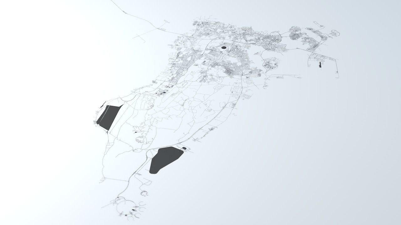 Bahrain Road Network and Streets 3D model_2