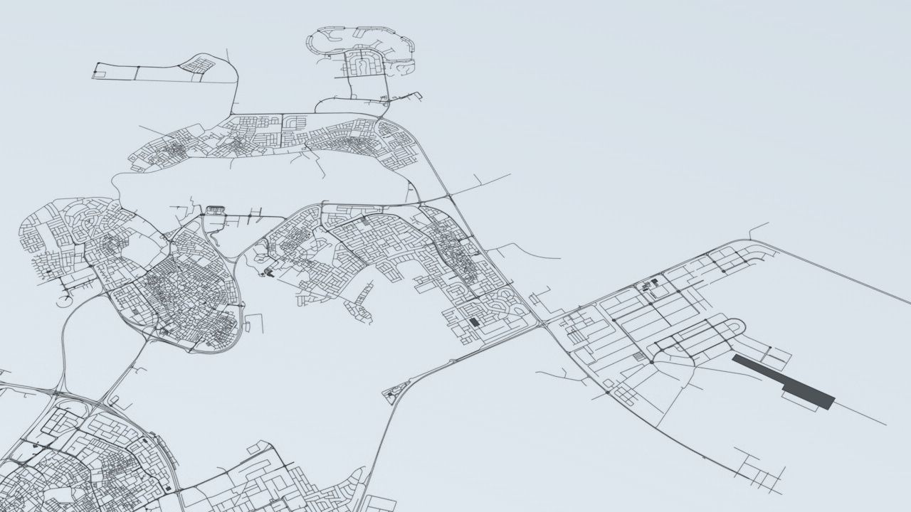 Bahrain Road Network and Streets 3D model_3