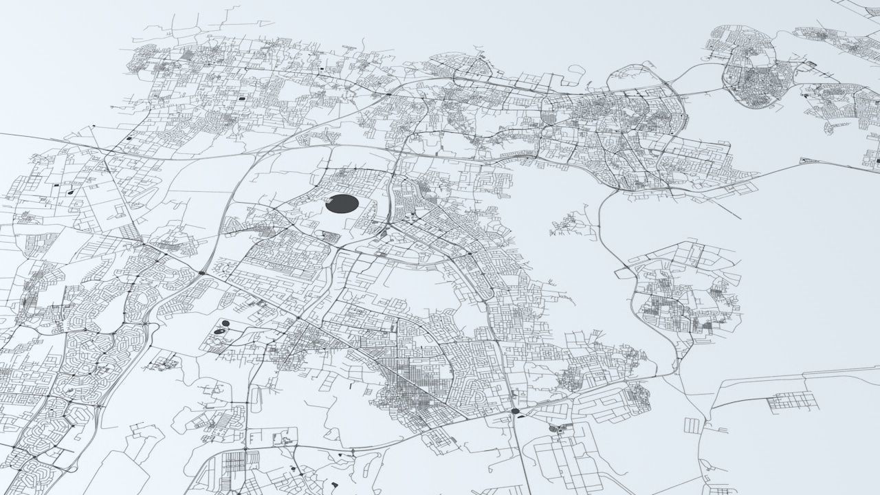 Bahrain Road Network and Streets 3D model_1