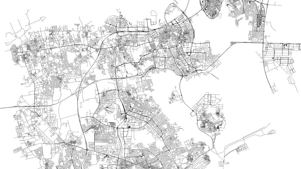 Bahrain Road Network and Streets 3D model_9