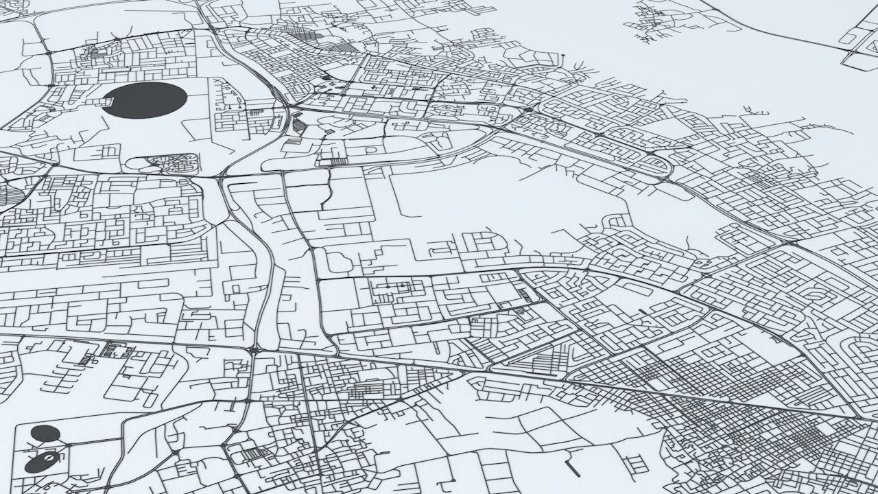 Bahrain Road Network and Streets 3D model_6