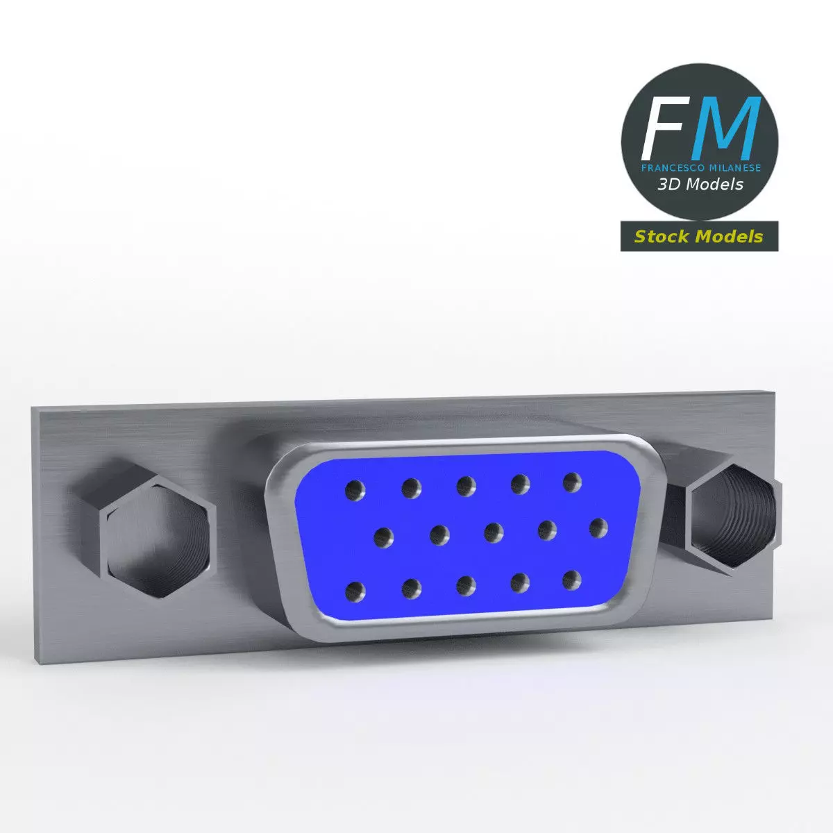 VGA female connector 1 3D model_0