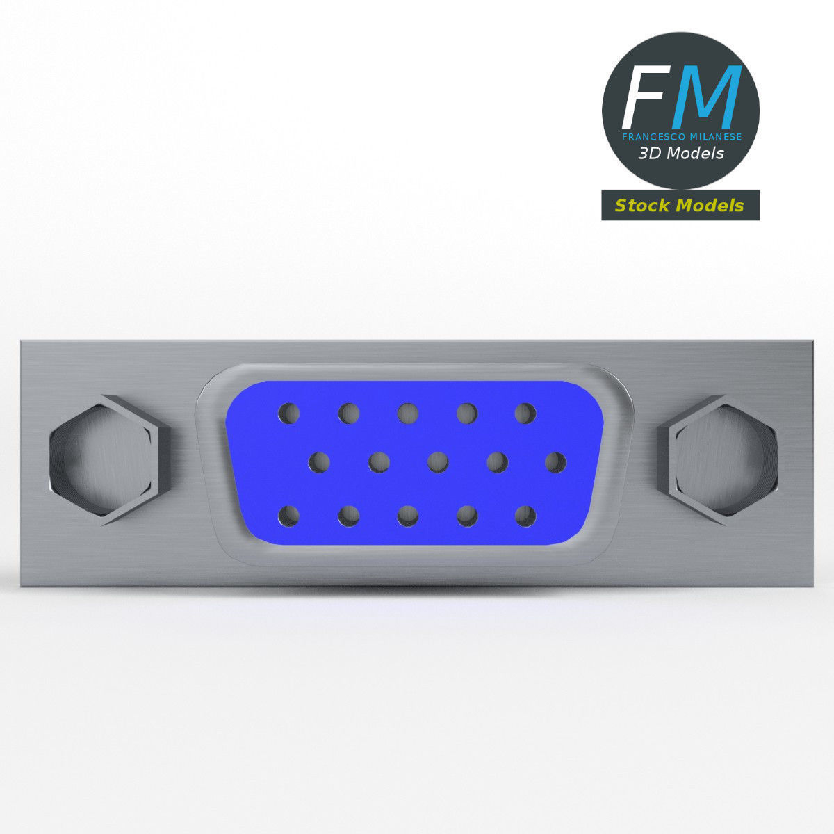 VGA female connector 1 3D model_3