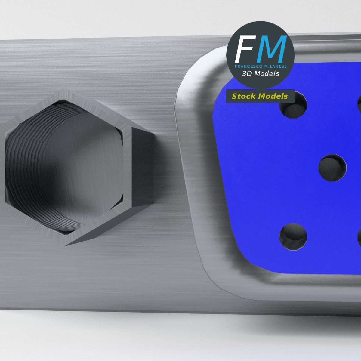 VGA female connector 1 3D model_5