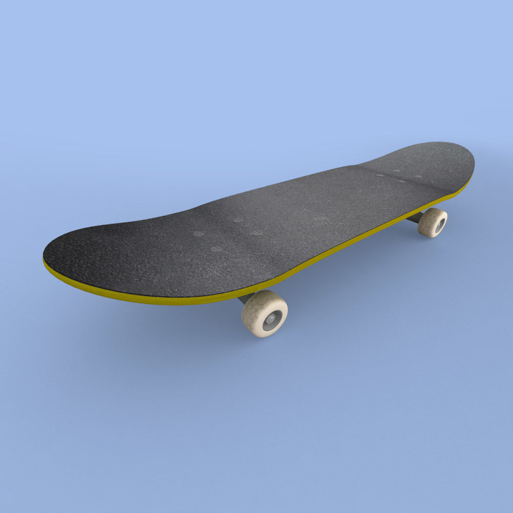 Skateboard - Highly Detailed - Low Poly Subdivs Low-poly 3D model_1
