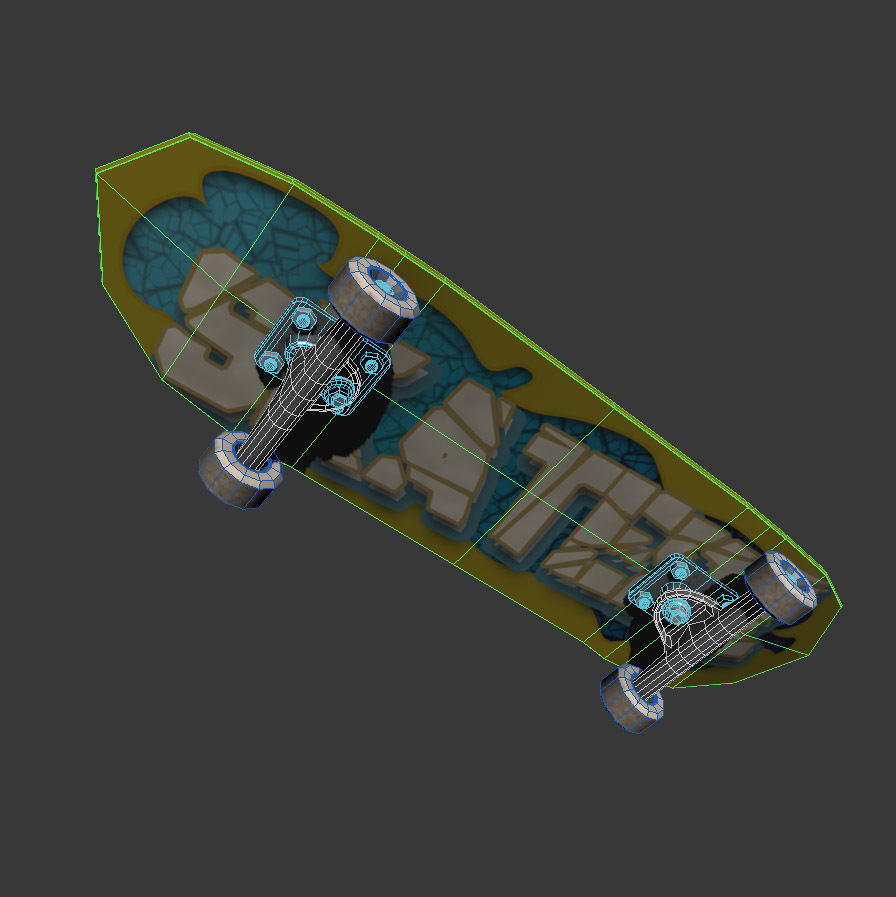 Skateboard - Highly Detailed - Low Poly Subdivs Low-poly 3D model_4