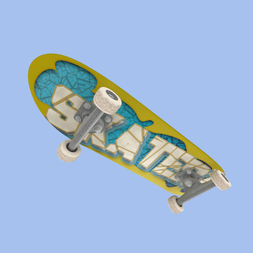 Skateboard - Highly Detailed - Low Poly Subdivs Low-poly 3D model