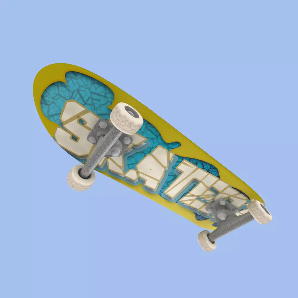 Skateboard - Highly Detailed - Low Poly Subdivs Low-poly 3D model_0