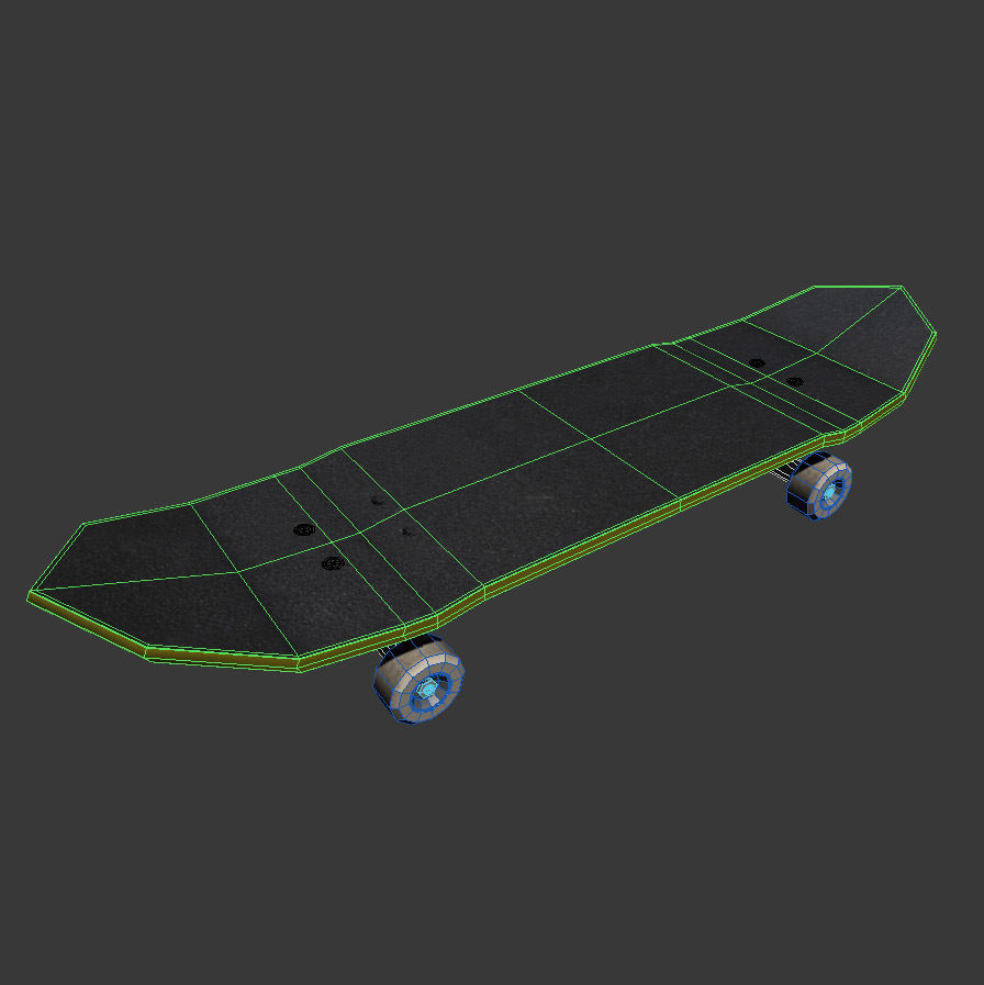 Skateboard - Highly Detailed - Low Poly Subdivs Low-poly 3D model_5