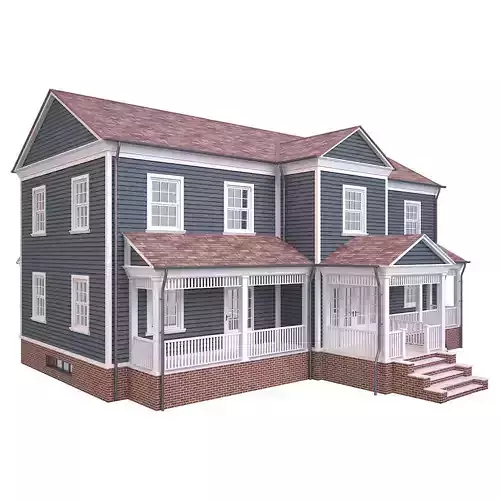 House 2 with porch Low-poly 3D model