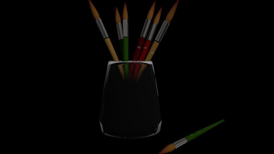 Paint Brushes 3D model_3