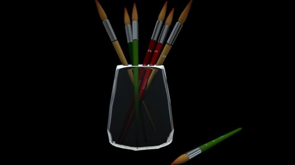 Paint Brushes 3D model_2