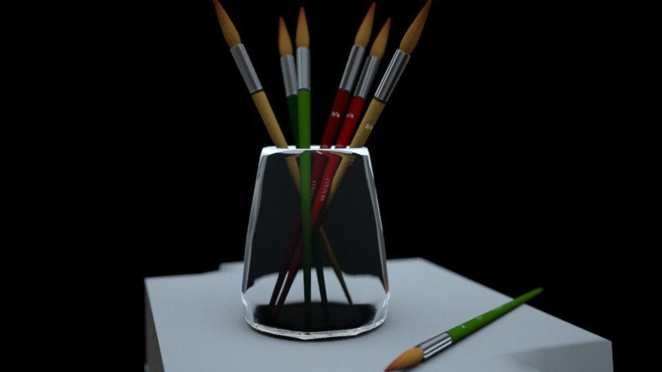 Paint Brushes 3D model_1