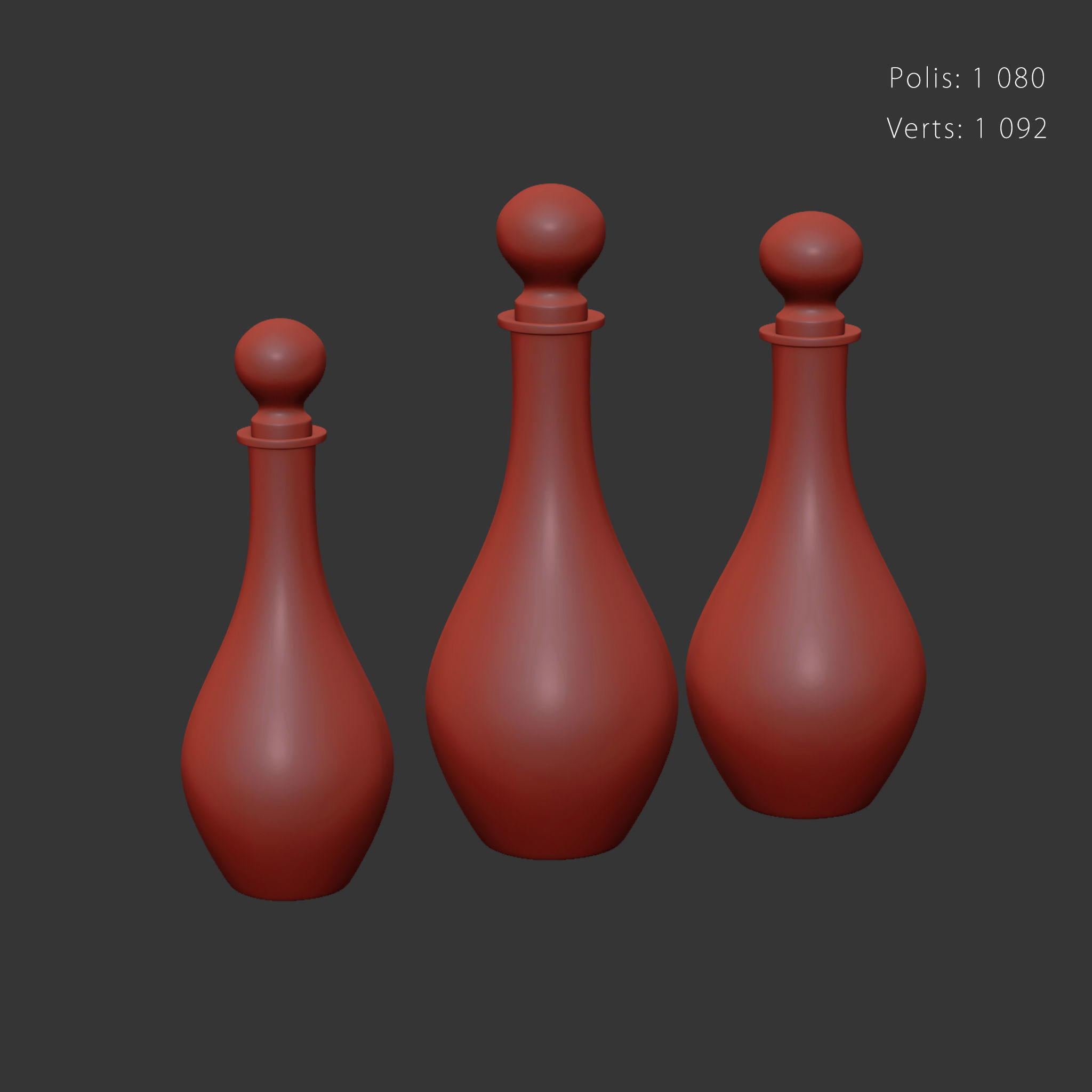 Set 6207 three glass decanters Low-poly 3D model_5