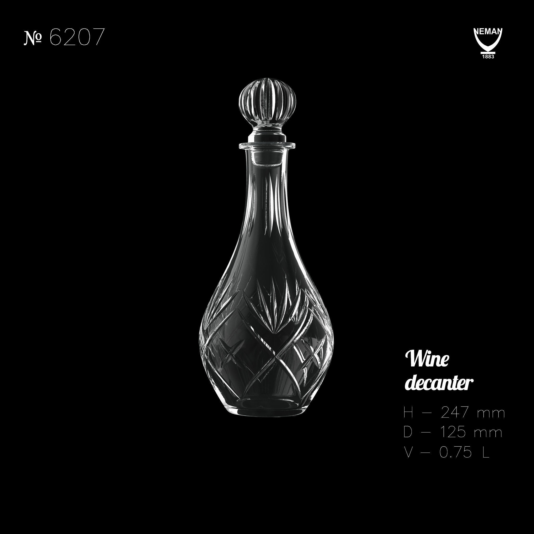 Set 6207 three glass decanters Low-poly 3D model_3