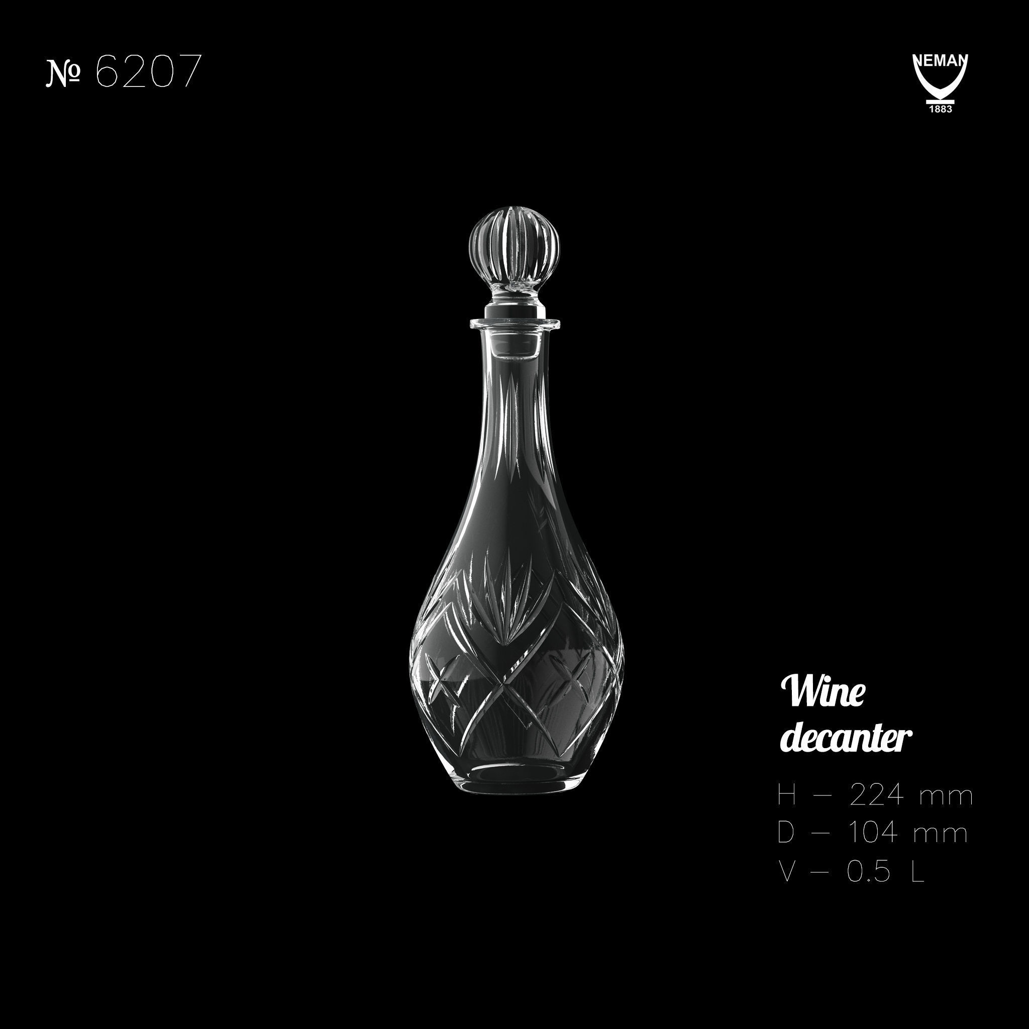 Set 6207 three glass decanters Low-poly 3D model_1