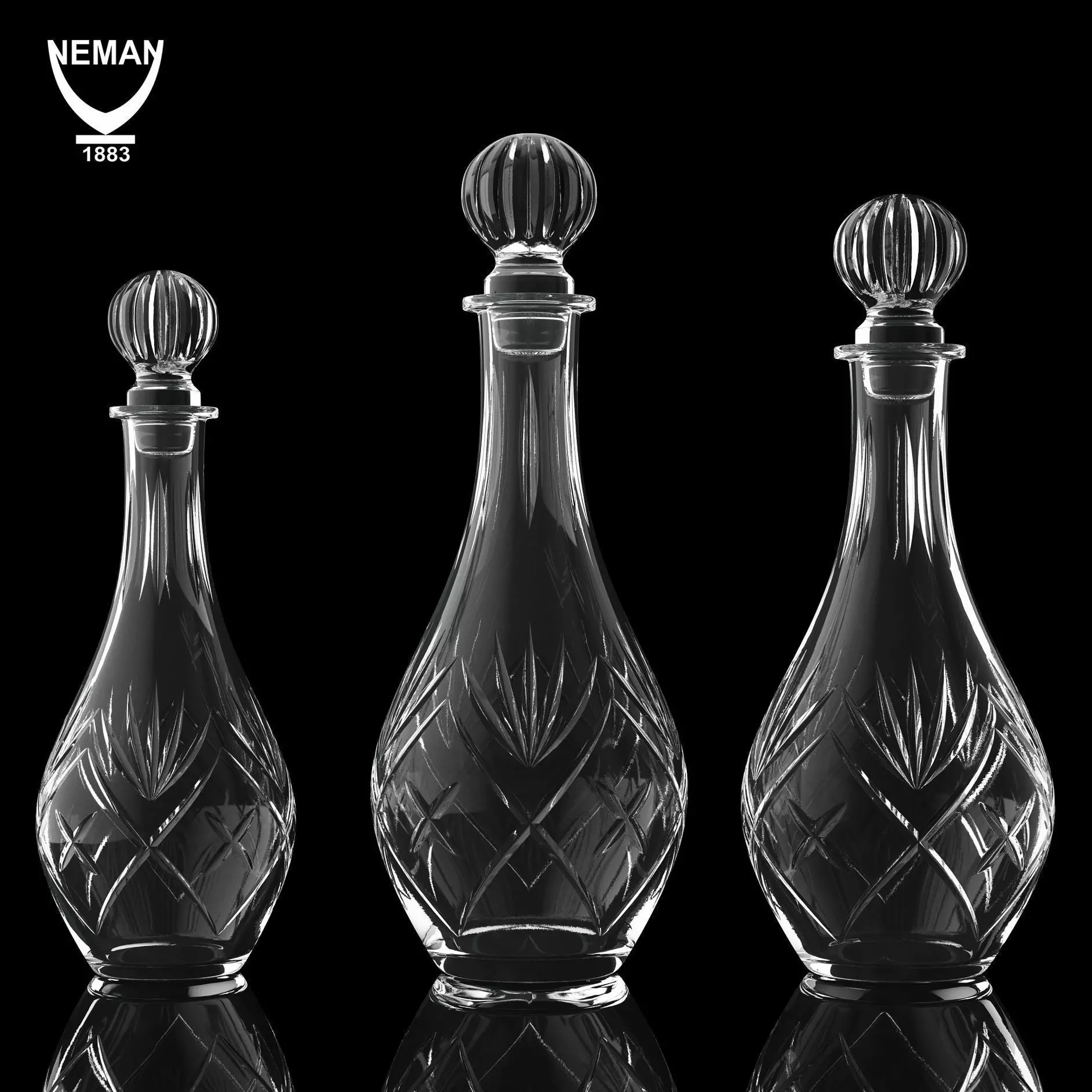 Set 6207 three glass decanters Low-poly 3D model_0