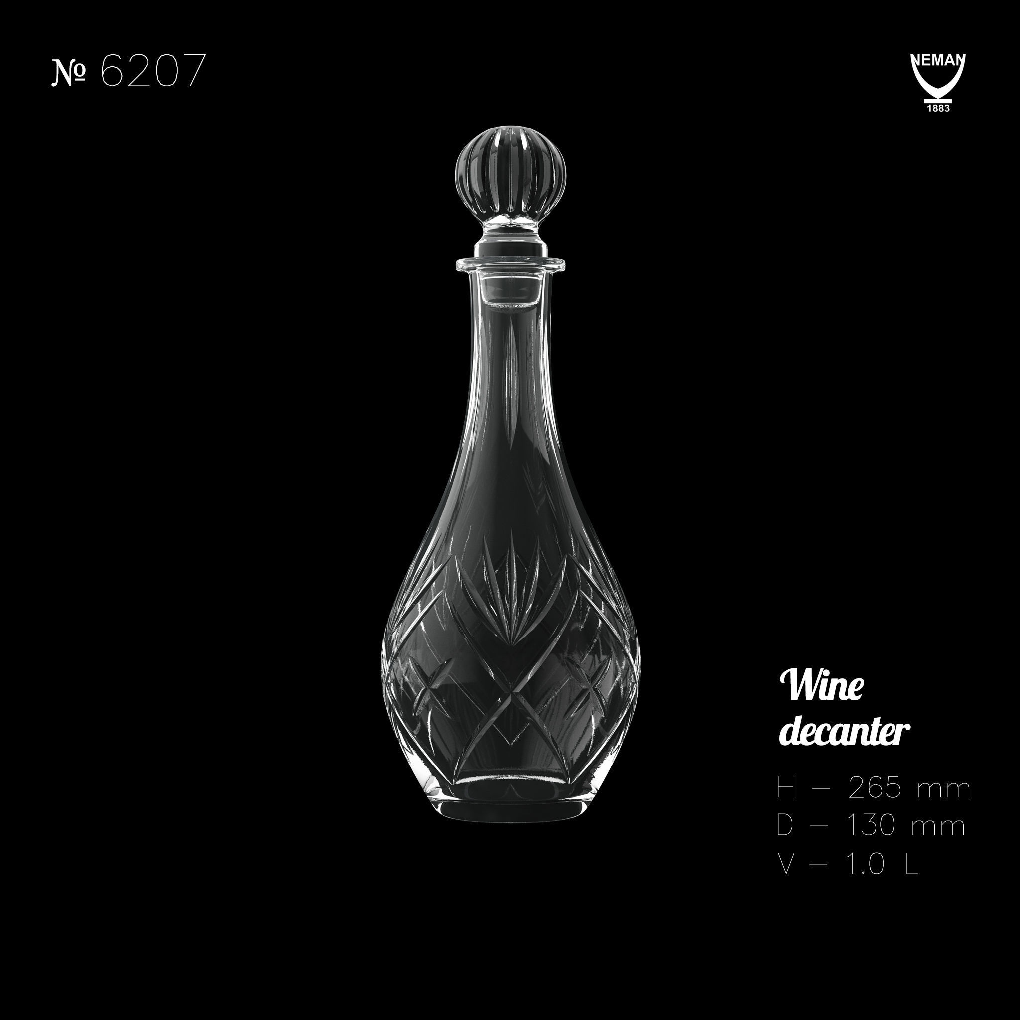 Set 6207 three glass decanters Low-poly 3D model_2