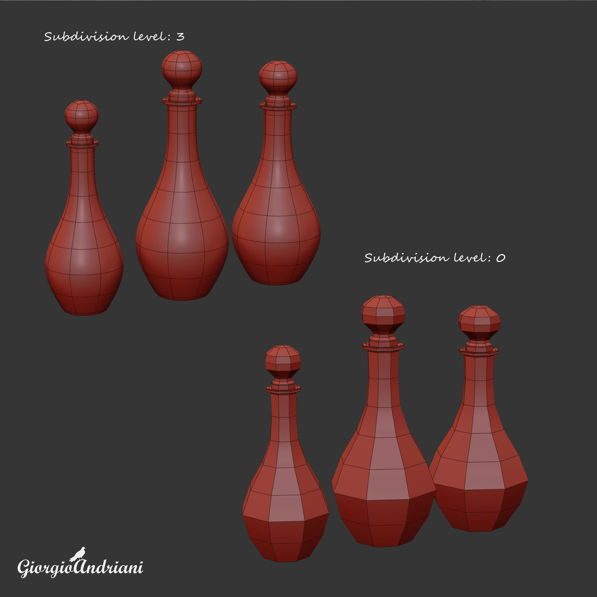 Set 6207 three glass decanters Low-poly 3D model_6